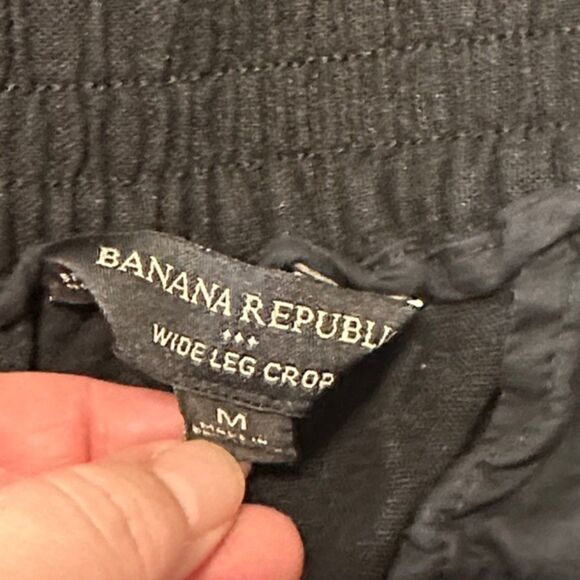 Banana Republic Wide Leg Crop Pants Pull On Linen Size Medium Pockets Lagenlook - Picture 9 of 13